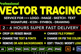 vectorize, edit, retrace, redraw, recreate, convert, logo image to vector