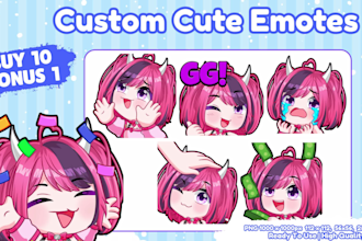 draw custom twitch emotes, chibi emotes, discord emotes, vtuber emotes for you