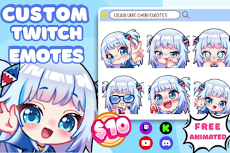 make custom twitch emotes, animated emotes, sub badges for vtuber, discord