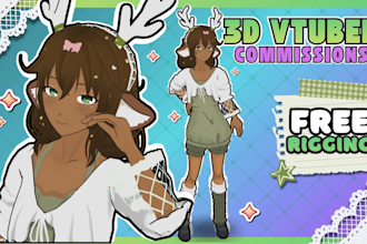 model 3d character for 3d vtuber, vrchat in anime and 3d vroid style