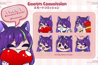 draw static and animate anime emotes and badges for twitch, kick vtuber stream