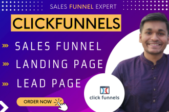build clickfunnels landing page, sales funnel website in click funnel