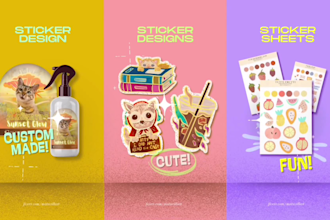 create cute doodle stickers and sticker sheets for your business