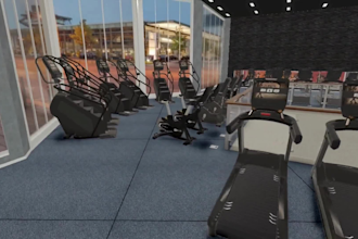 design a modern 3d gym interior and fitness centre with walkthrough