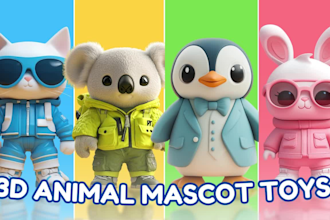 design 3d cute cartoon style characters modeling for mascot, animation, and game