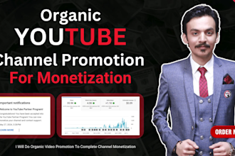 do organic video promotion to complete youtube channel monetization