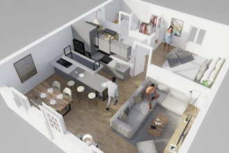 create 2d to 3d floor plan architectural 3d interior rendering