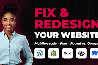 fix or redesign your wordpress, shopify, wix or squarespace website gpt6 astra