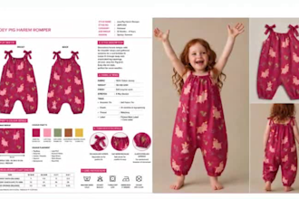 design babywear tech pack loungers kidswear tech pack design onesie romper pants
