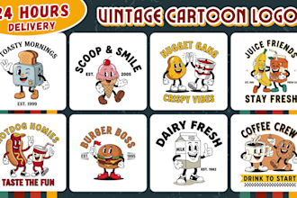 create vintage retro cartoon illustration mascot logo