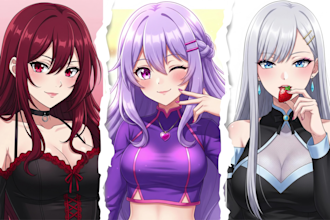 draw anime illustration, anime pfp for your vtuber character