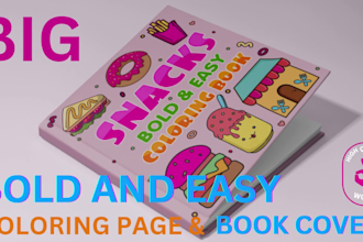 create hand draw bold and easy coloring book cover for amazon kdp