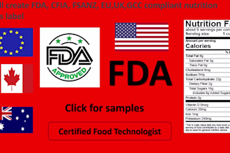create fda, UK, eu, cfia, fsanz, gcc nutrition facts label