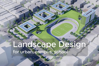 design urban landscape, campus landscape, school landscape
