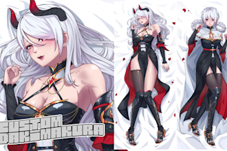 draw custom dakimakura, body pillow anime art of oc, waifu, husbando, sfw