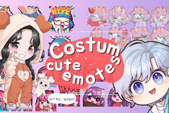 create custom cute emotes or badges for twitch, youtube, discord