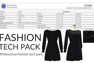 design a professional fashion tech pack