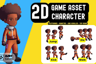animate 2d game character sprite sheet cartoon isometric platformer puzzle