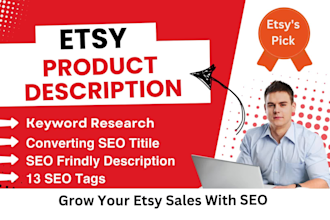 write etsy SEO title, etsy product description and tags to rank etsy listings