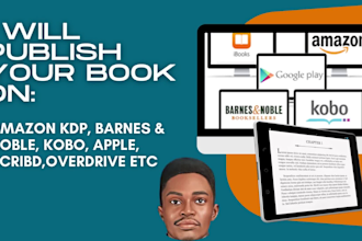 publish your ebook on KDP, apple, barnes and noble, and kobo