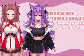 design and rig pro vtuber live2d model in anime style