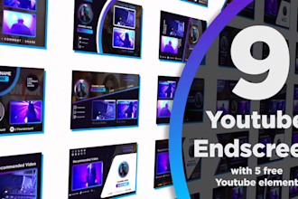 create 9 youtube endscreen animation for you