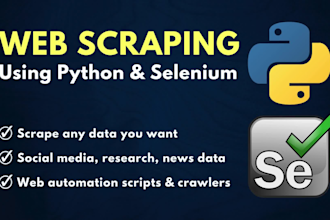 provide python web scraping and web automation using selenium