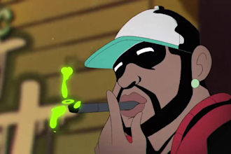 create 2d animated music video, cartoon music video, 2d animation