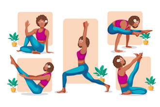 draw yoga, fitness, workout, exercise pose illustrations and animation
