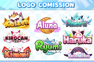 do custom logo cute kawai anime, vtubers and twitch streamers