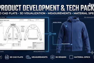 design custom tracksuit 3d mockup tech pack and product development