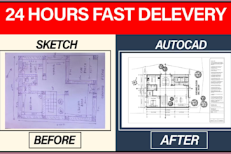 convert any sketch, pdf or old image drawing plan to autocad