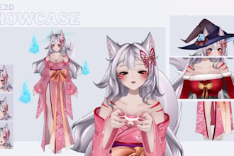 rig professional female 2d vtuber model, live2d model, vtuber commission