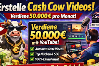 erstelle automatisierte cash cow videos, verdienemit youtube cash cows 50k euro