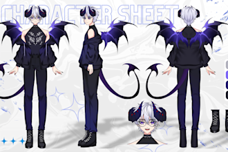 draw character sheet or reference sheet for your character design in anime style