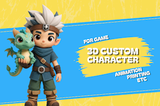 create cute stylized 3d character for game and website in blender