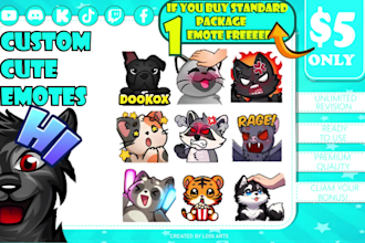 design cute chibi custom pet animal twitch emotes for streamers