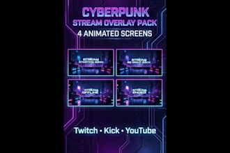 create cyberpunk animated stream overlay pack
