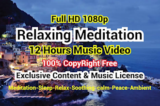 create youtube channel and 30x12hrs sleep, relaxing meditation music videos