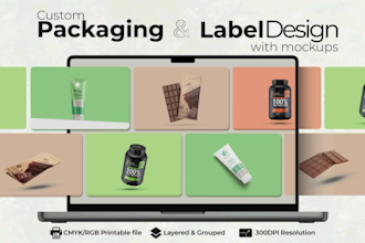do custom packaging and label design with mockups
