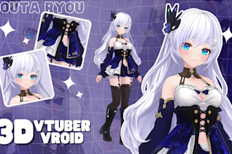 create 3d character models for vroid, vrchat, 3d rigging, vtuber, and your oc