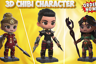 design 3d custom chibi figure anime character 3d mascot collectible toys in stl