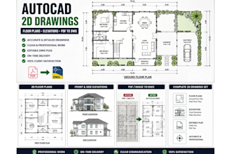 create 2d autocad floor plans, elevations and PDF to dwg