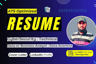 write cybersecurity, data analyst, scientist resume, technical, business, soc cv