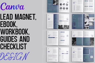 design lead magnet PDF, ebook, workbook, guides and canva template, checklist