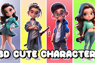 create 3d cute character, animal, mascot,  in pixar style