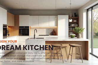 create a modern and functional 3d kitchen cabinet interior model and rendering
