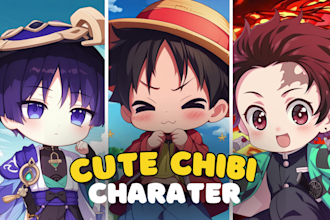 draw premium anime cute chibi art character design for pfp, stream and sticker