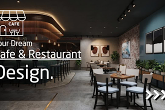 design your cafe, coffee shop or restaurant interior in 3d