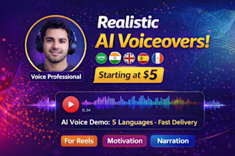 create realistic multilingual ai voice over in 5 languages